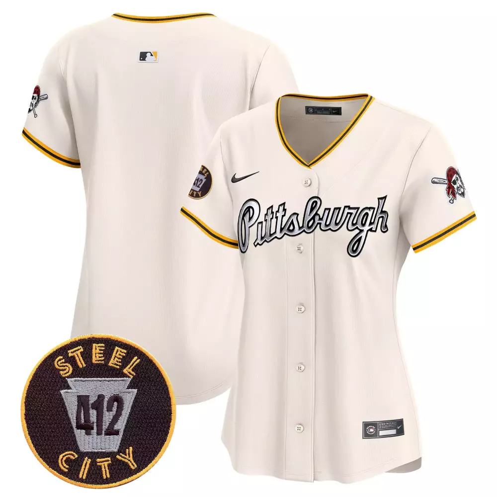 Pittsburgh Pirates 412 Patch Cream Jersey V7 | Vapor Premier Limited Edition for Women | Fashionable Fan Gear for All