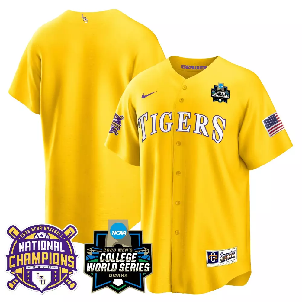LSU Tigers 2023 National Champions Gold Jersey | All Stitched Cool Style | Replica Fan Gear for Men, Women & Youth