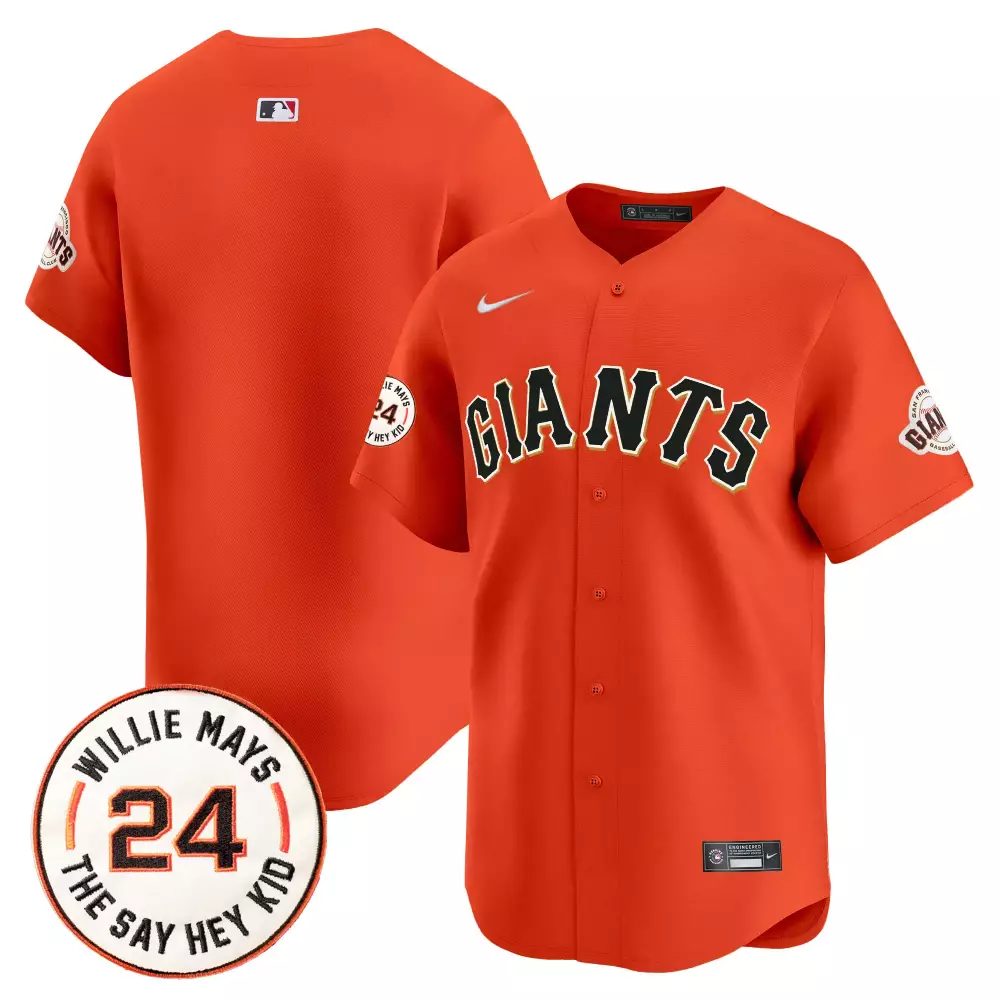 San Francisco Giants Willie Mays 2024 Orange Limited Jersey V6 | Stitched Vapor Premier Style | For Men, Women & Youth