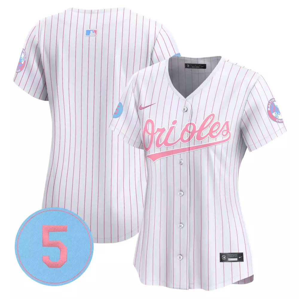 Team Pinstripe Women's Baltimore Orioles Bubblegum Pink Jersey | Robinson Patch Vapor Premier | Limited Edition Fan Gear | For Men, Women & Youth