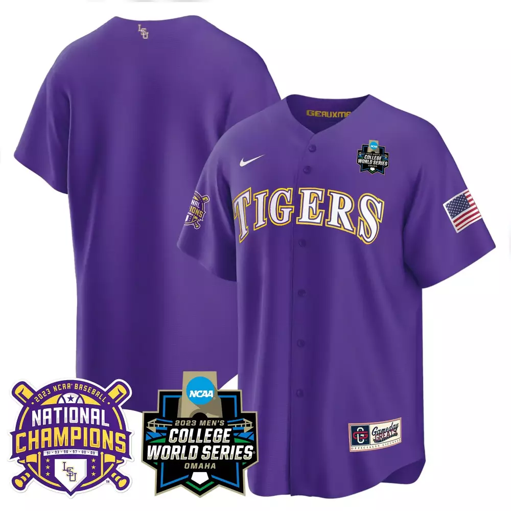 LSU Tigers 2023 National Champions Gold Cool Jersey V3 | All Stitched Style | Game Day Outfit for Men
