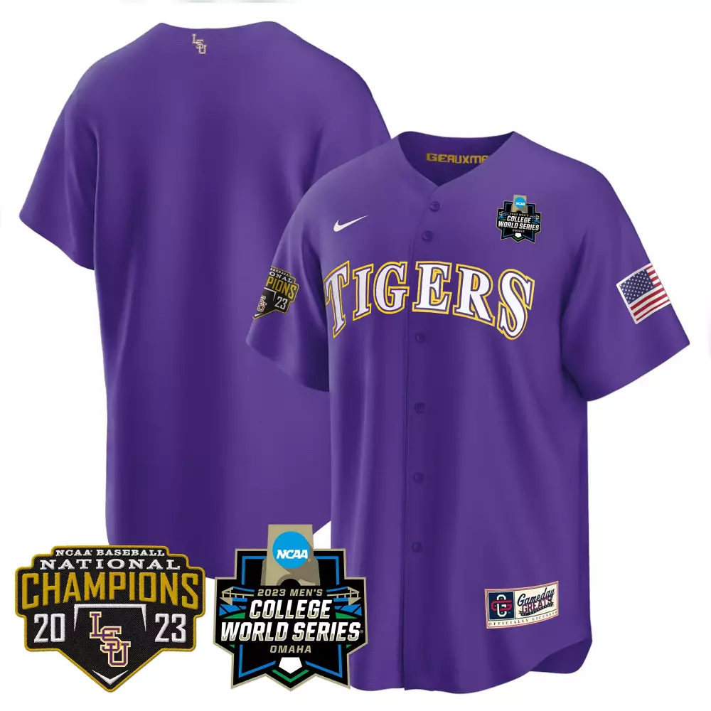 LSU Tigers 2023 National Champions Gold Flex Jersey | All Stitched Style | Replica Fan Gear for Men