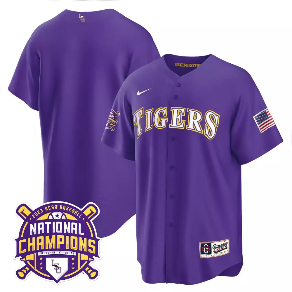 LSU Tigers 2023 National Champions Youth Jersey V2 | Stitched Gold Fan Gear | For Men, Women & Youth