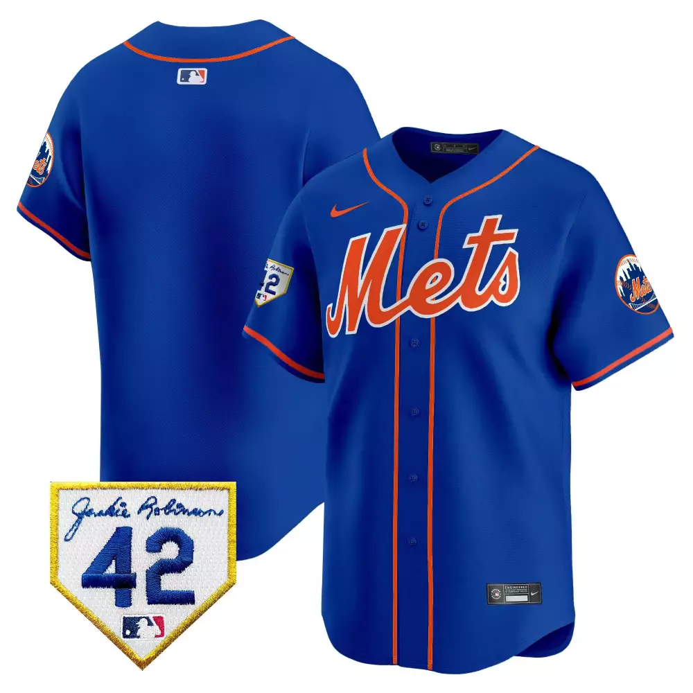 Team Royal New York Mets 2024 Jackie Robinson Patch Vapor Premier Jersey | Stitched Limited Edition | Fan Gear for All | For Men, Women & Youth