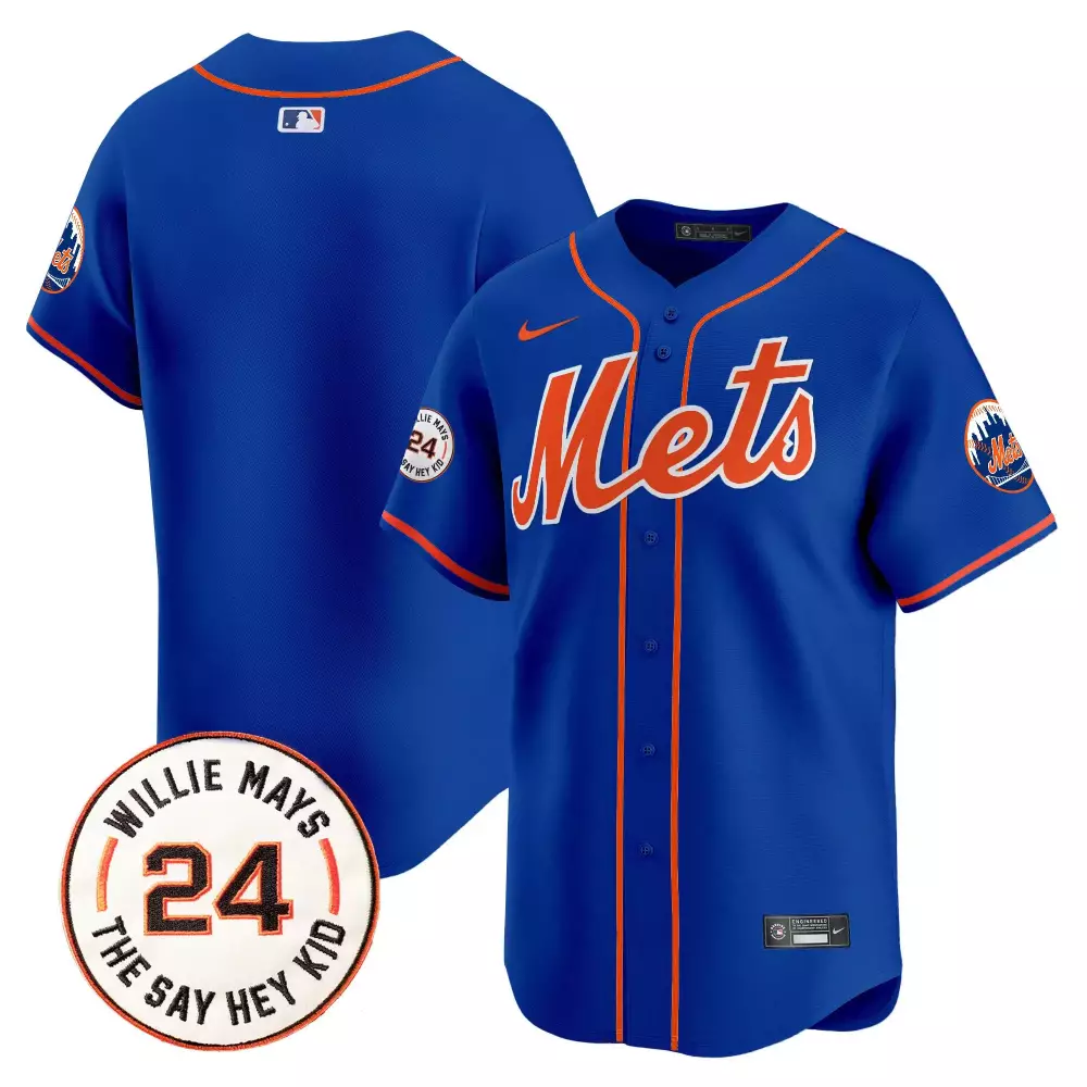 Team Royal New York Mets Willie Mays Patch Vapor Premier Jersey | Stitched Limited Edition | Fan Gear for All | For Men, Women & Youth