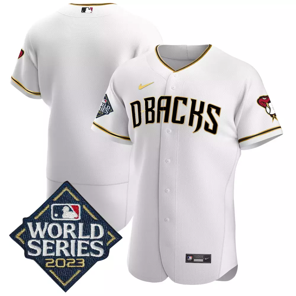Team White Gold 2023 Arizona Diamondbacks World Series Flex Base Gold Jersey | Stitched Fan Gear | For Men, Women & Youth