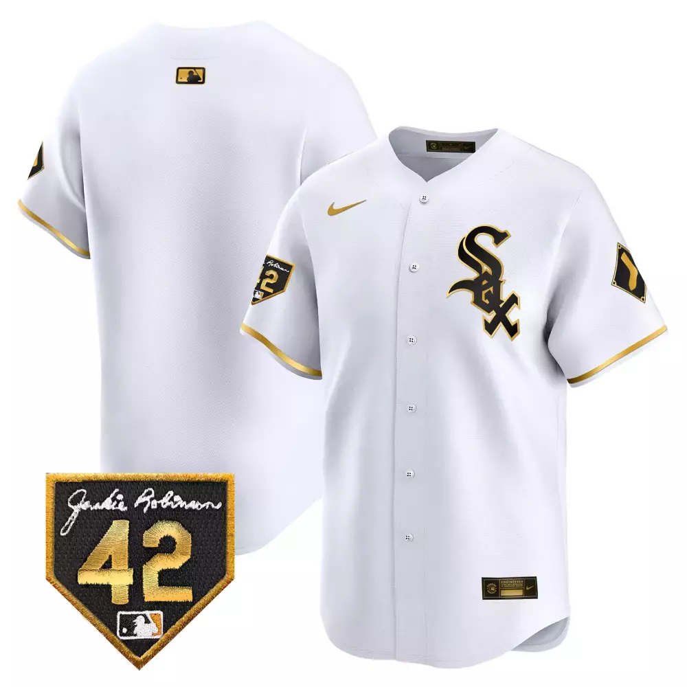 Team White Gold Chicago White Sox 2024 Jackie Robinson Jersey | Stitched Limited Edition | For Men, Women & Youth