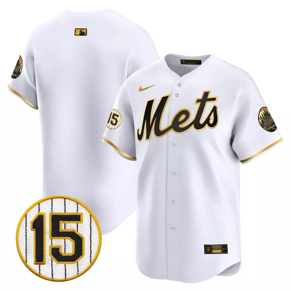Team White Gold New York Mets Jerry Grote Patch Vapor Premier Jersey | Limited Edition Custom Fan Gear | For Men | For Men, Women & Youth