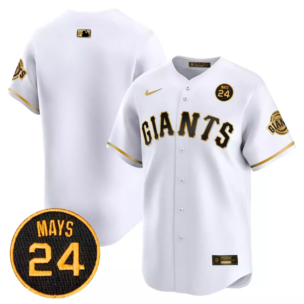 Team White Gold San Francisco Giants 2024 Willie Mays Patch Vapor Premier Jersey V3 | Men's Limited Edition | Fan Gear for Men, Women & Youth