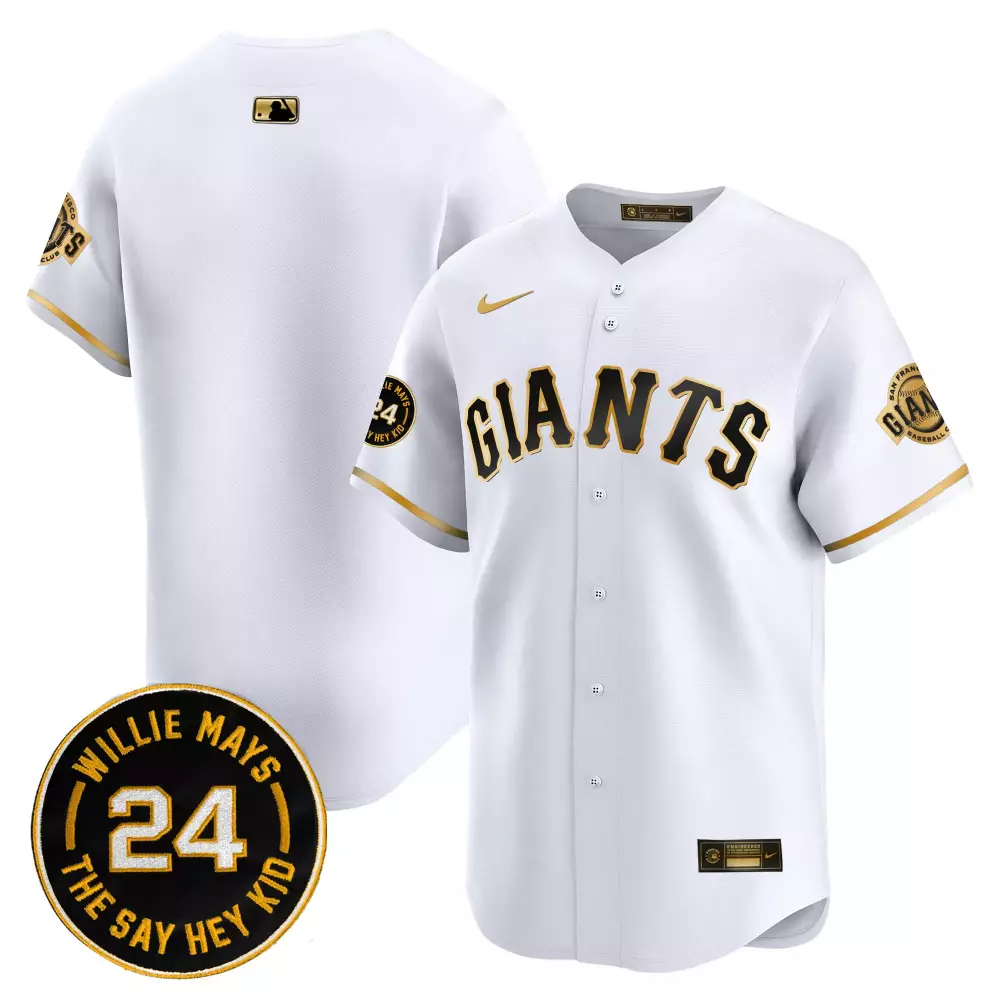 Team White Gold San Francisco Giants 2024 Willie Mays Patch Vapor Premier Jersey V6 | Men's Limited Edition | Fan Gear for Men, Women & Youth