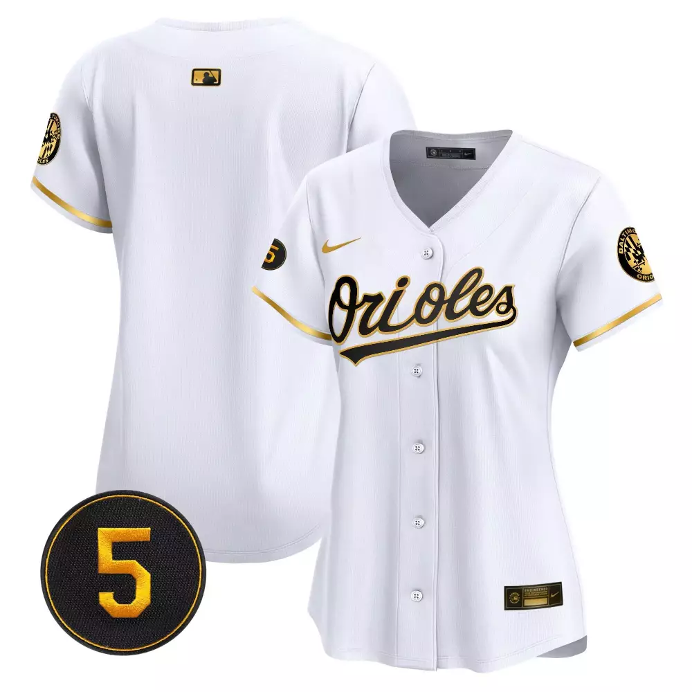 Team White Gold Baltimore Orioles Robinson Patch Vapor Premier Limited Jersey | All Stitched | Fan Gear for Women
