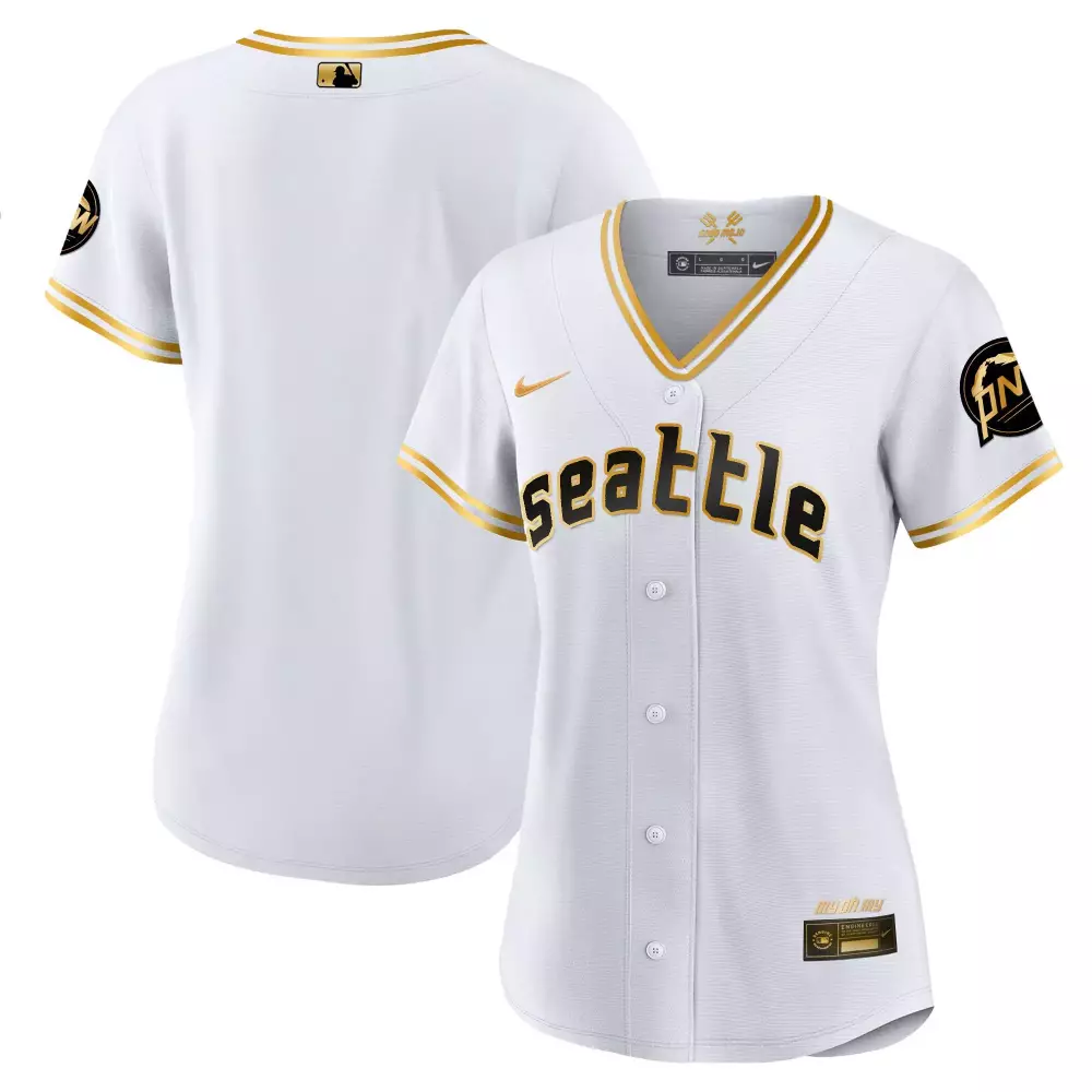 Seattle Mariners 2023 City Connect Gold Fan Made Jersey | Team White Gold | All Stitched | Women's Fan Gear | For Men, Women & Youth