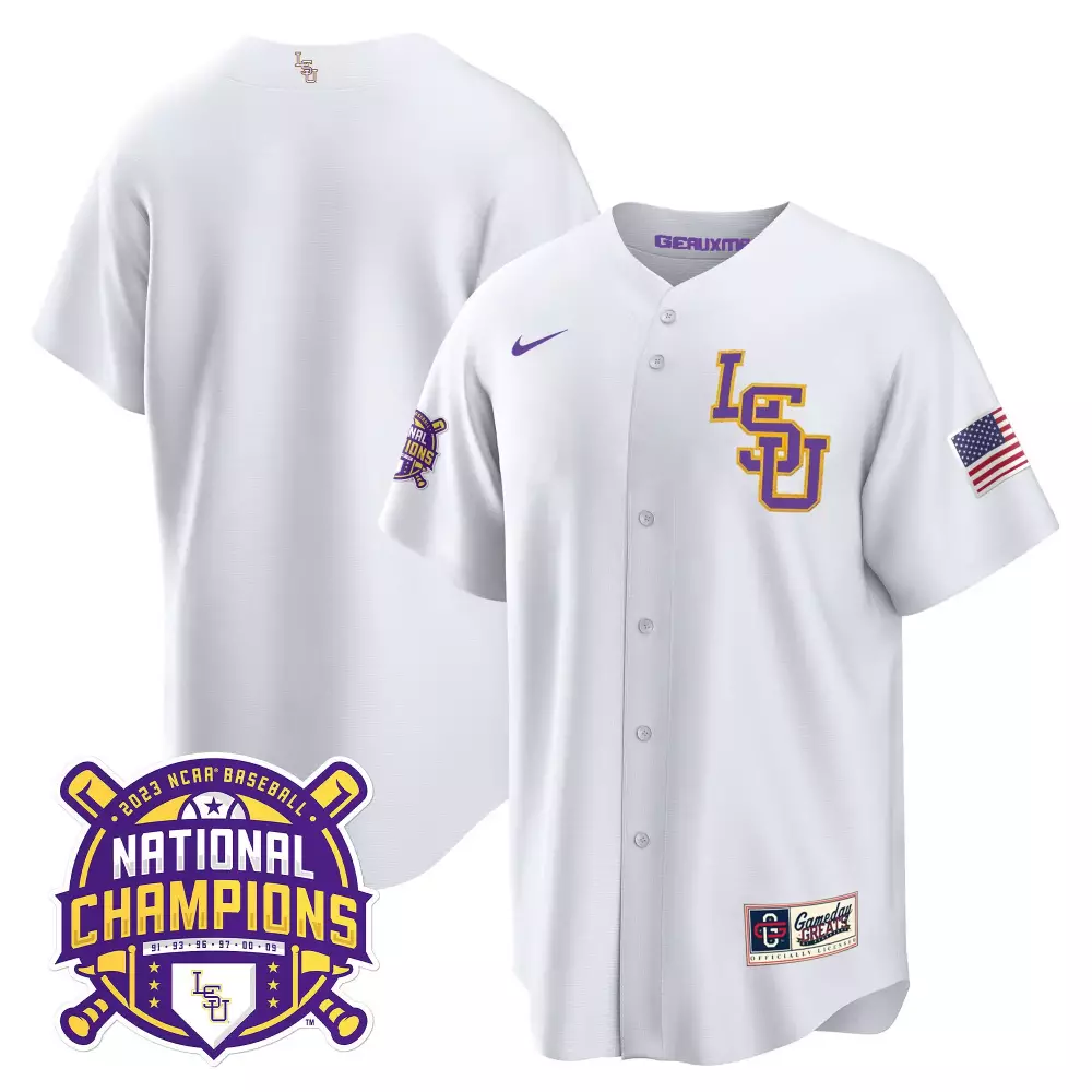 LSU Tigers 2023 National Champions Gold Cool Jersey V2 | Stitched | Fan Gear for Men | For Men, Women & Youth