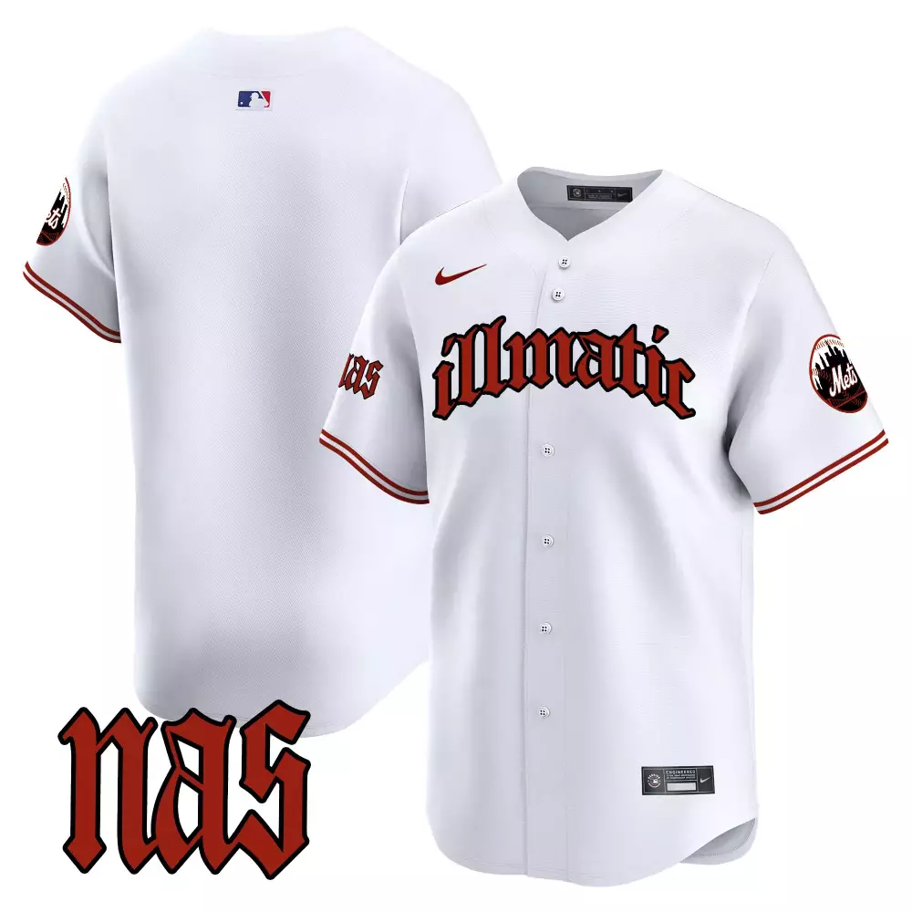 Nas Illmatic New York Mets 2025 Vapor Premier Jersey | Stitched White Limited Edition Fan Gear | For Men, Women & Youth