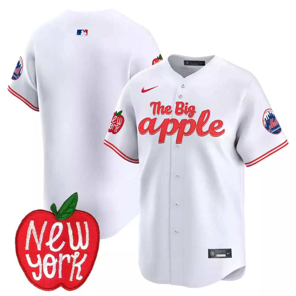 The Big Apple New York Mets 2025 Vapor Premier Jersey | Stitched White Limited Edition Fan Gear | For Men, Women & Youth