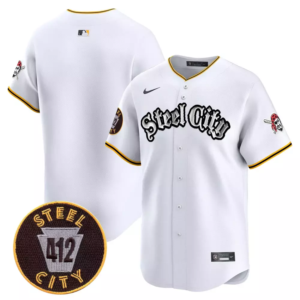 Team White Men's Pittsburgh Pirates Jersey | 412 Patch Vapor Premier Limited Edition V2 | Fan Gear for Men, Women & Youth
