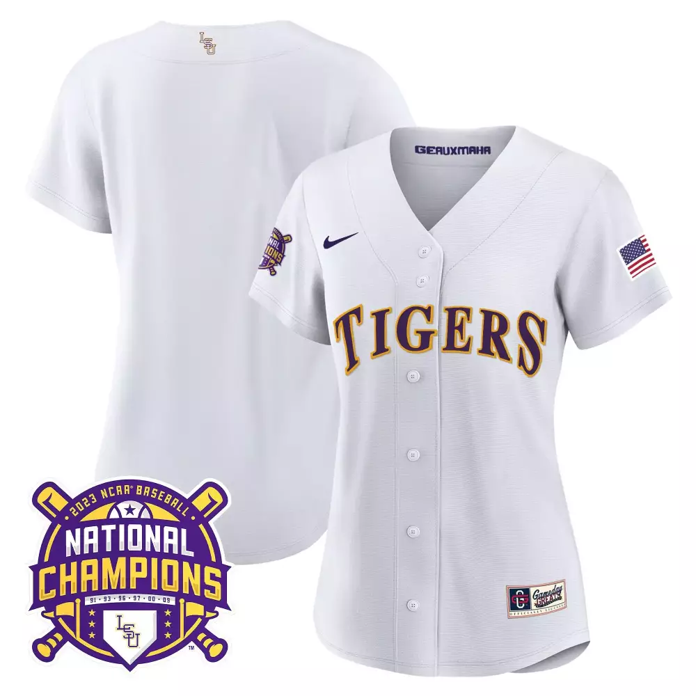LSU Tigers Women's 2023 National Champions Gold Jersey V2 | All Stitched | Limited Edition Fan Gear | For Men, Women & Youth