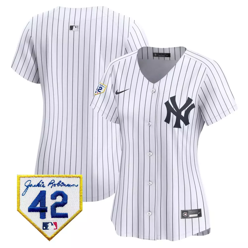 2024 Jackie Robinson Patch Yankees Women's Vapor Premier Jersey | Stitched Limited Edition Fan Gear | For Men, Women & Youth