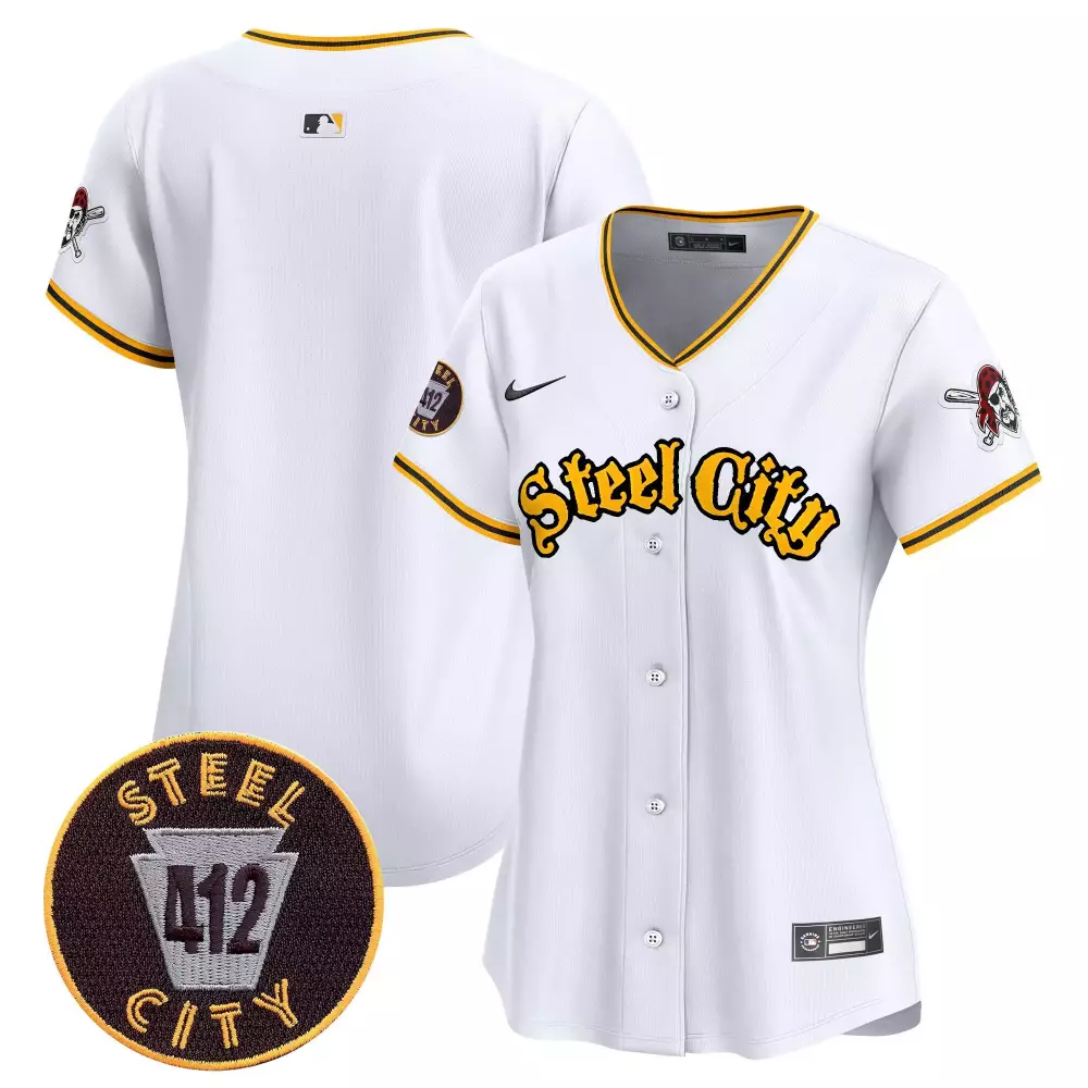 Team White Women's Pittsburgh Pirates Jersey | 412 Patch Vapor Premier Limited Edition | Fan Gear for Men, Women & Youth