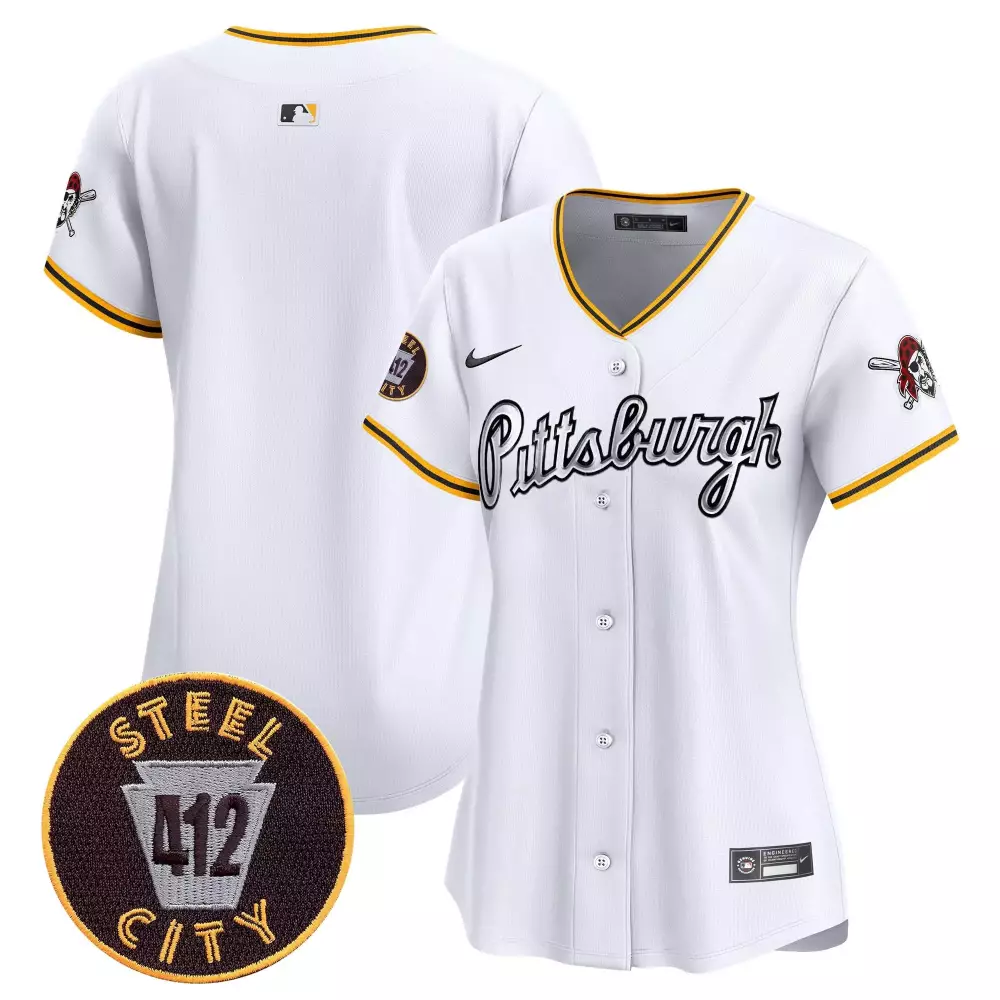 Team White Women's Pittsburgh Pirates Jersey | 412 Patch Vapor Premier Limited Edition V7 | Fan Gear for Men, Women & Youth