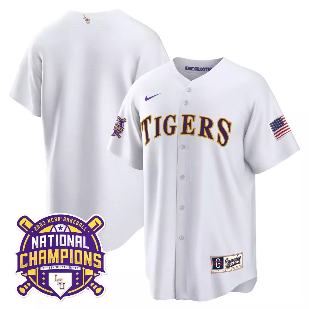 Youth LSU Tigers 2023 National Champions Gold Cool Jersey V2 | All Stitched | Replica Fan Gear | For Men, Women & Youth