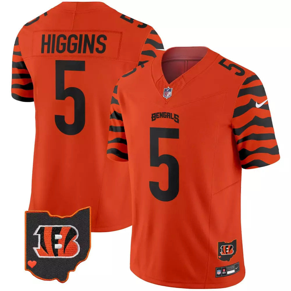 Tee Higgins Cincinnati Bengals Stripes Vapor Limited Jersey | Orange Stitched Design | Fan Gear for Men, Women & Youth