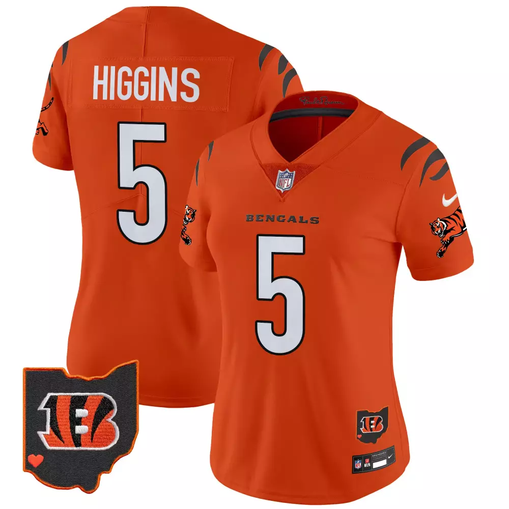 Tee Higgins Cincinnati Bengals Women's 2024 Vapor Limited Jersey | Orange Stitched Design | Fan Gear for Women & Youth