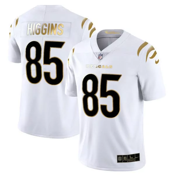 Tee Higgins Cincinnati Bengals Player Vapor Limited Jersey | White Gold Stitched Fan Gear for Women | For Men, Women & Youth