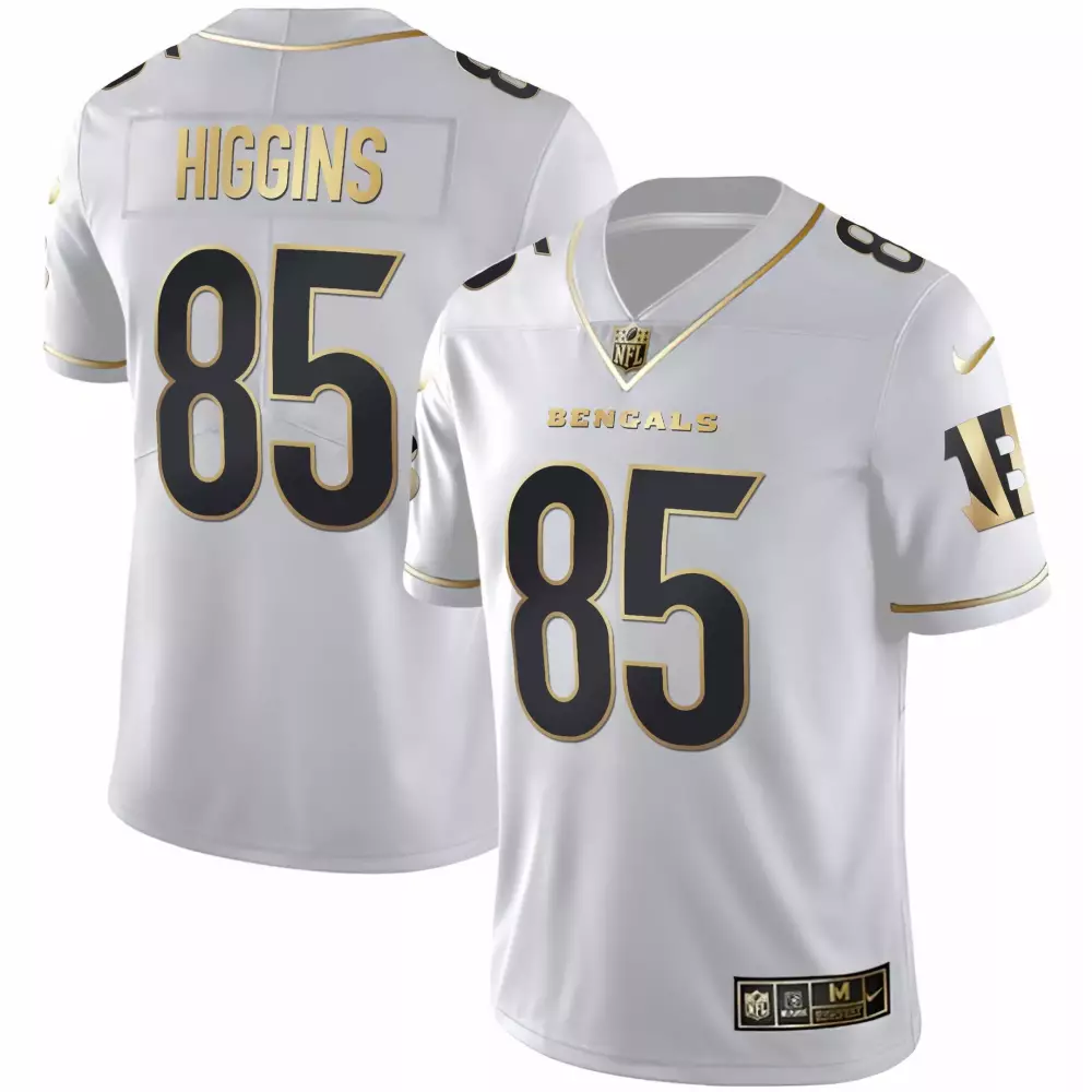 Tee Higgins Cincinnati Bengals White Gold Black Gold Jersey | Stitched Fan Gear for Women | For Men, Women & Youth