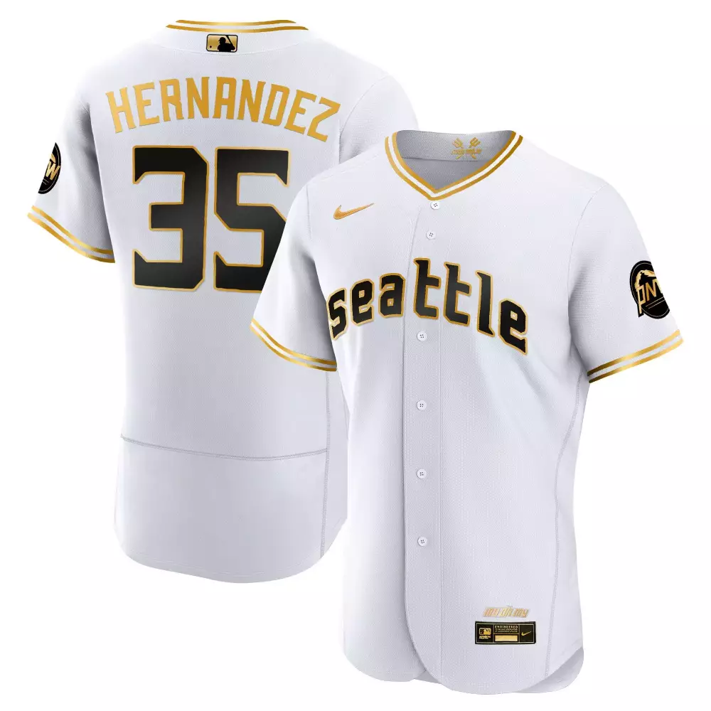 Hernandez Mariners 2023 City Connect Gold Jersey | Stitched Flex White & Gold Fan Gear | For Men, Women & Youth