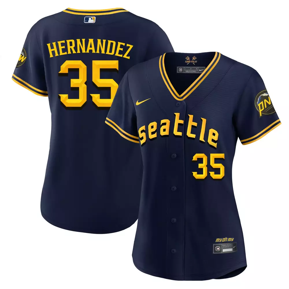 Teoscar Hernandez Seattle Mariners 2023 City Connect Navy Jersey | Stitched Fan Gear for Women | Limited Edition
