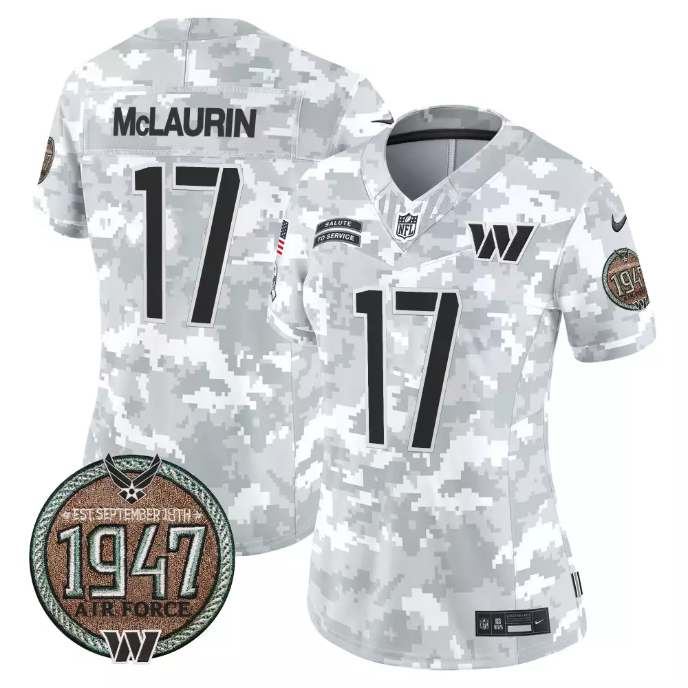 Terry McLaurin Air Force Women's Washington Commanders 2024 Salute to Service Establishment Year Patch Vapor Limited Jersey | Stitched | Fan Gear | For Women