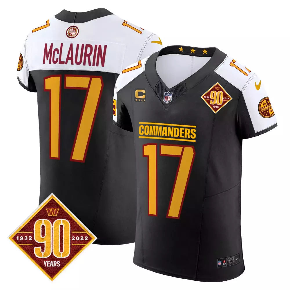 Terry McLaurin Black Alternate 90th Anniversary Vapor Elite Jersey | Stitched Fan Gear | For Men, Women & Youth