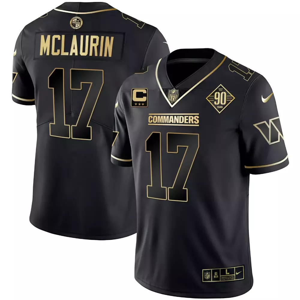 Terry McLaurin Black Gold Jersey | Limited Edition Vapor Style | Fan Gear for Women | For Men, Women & Youth