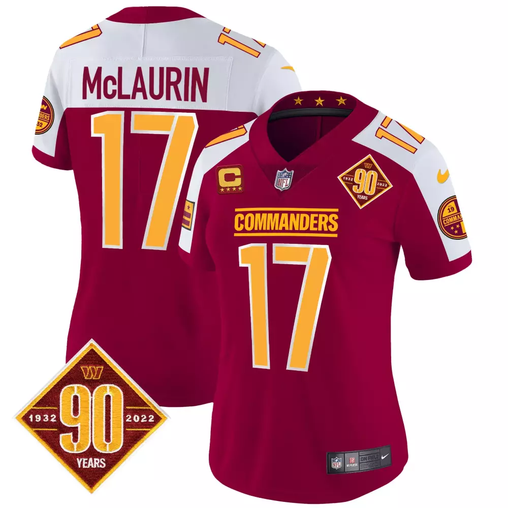 Terry McLaurin 90th Anniversary Burgundy Women's Jersey | Vapor Edition | Washington Commanders Fan Gear | For Men, Women & Youth