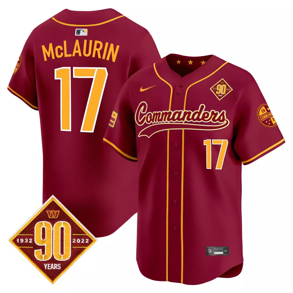 Terry McLaurin 90th Anniversary Patch Burgundy Men's Premier Limited Jersey | Vapor Edition | Washington Commanders Fan Gear | For Men, Women & Youth