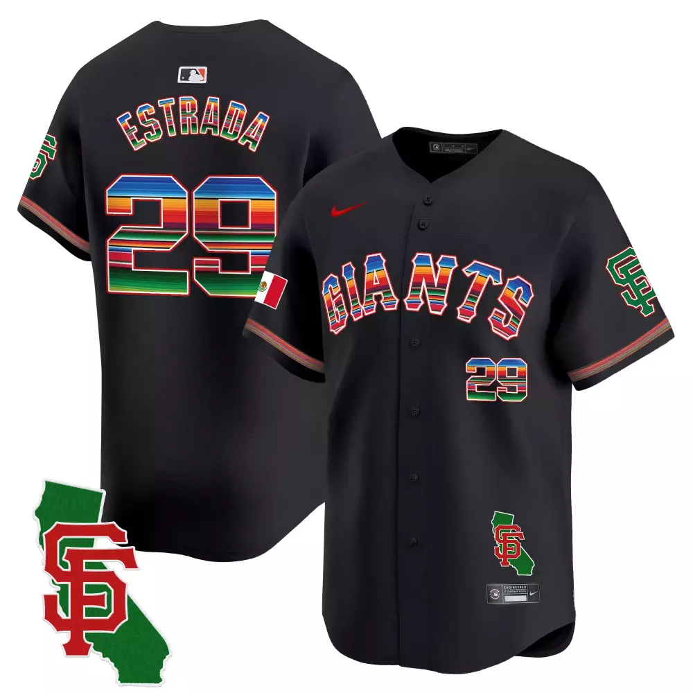 Thairo Estrada Mexico California Patch Black Jersey | Vapor Premier Limited Edition | San Francisco Giants Fan Gear | For Men, Women & Youth