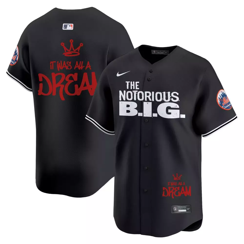 The Notorious BIG Youth New York Mets Biggie Smalls Vapor Premier Limited Jersey | Printed Fan Gear | For Men, Women & Youth