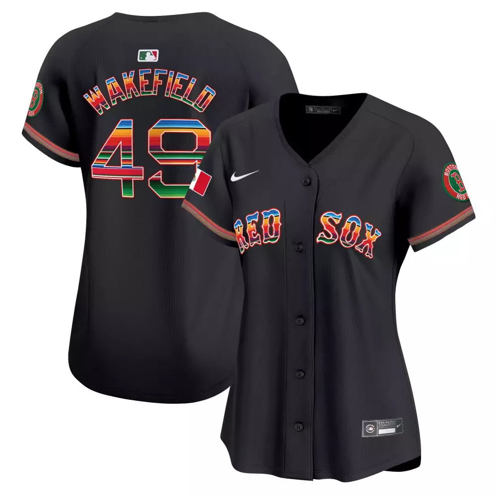 Tim Wakefield Black Women's Boston Red Sox Mexico Jersey | Stitched Vapor Premier Limited Edition | Fan Gear | For Women & Youth