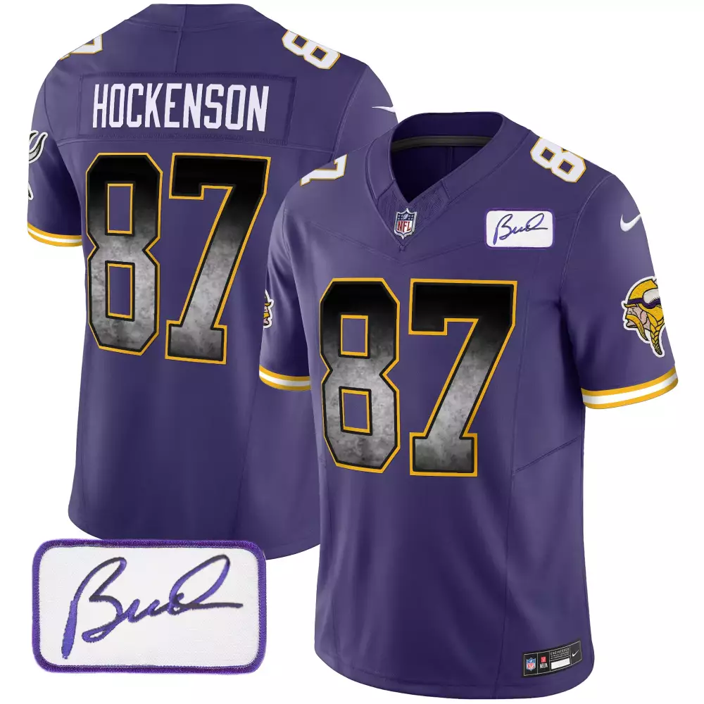 TJ Hockenson Minnesota Vikings 2024 Purple Vapor Jersey | Bud Grant Patch | Limited Edition Fan Gear | For Men, Women & Youth