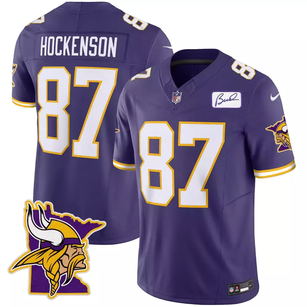TJ Hockenson Minnesota Vikings Purple Classic Limited Jersey V5 | Bud Grant Patch | All Stitched Fan Gear | For Men, Women & Youth