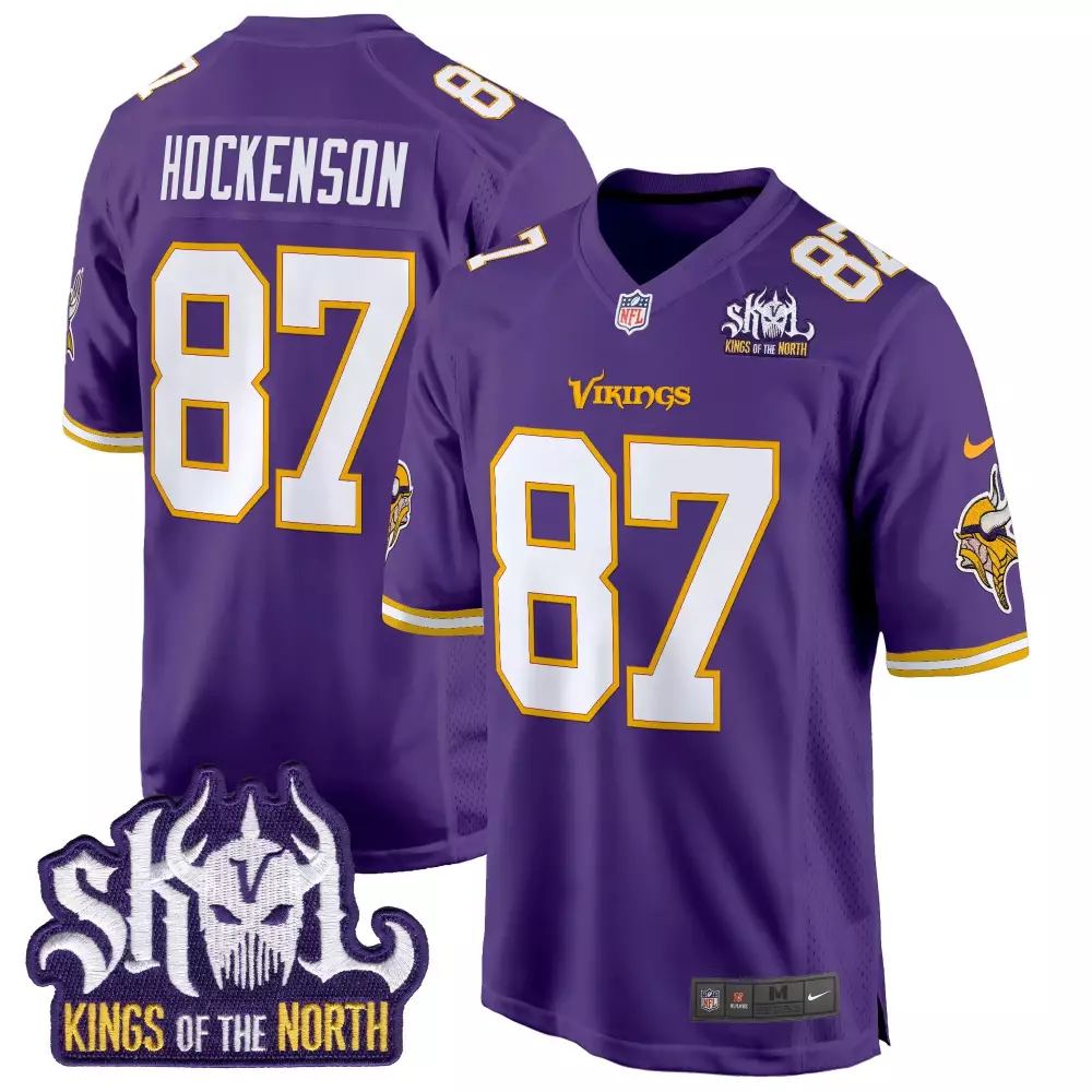 TJ Hockenson Minnesota Vikings Purple Throwback Game Jersey | King of the North Patch | All Stitched Fan Gear | For Men, Women & Youth