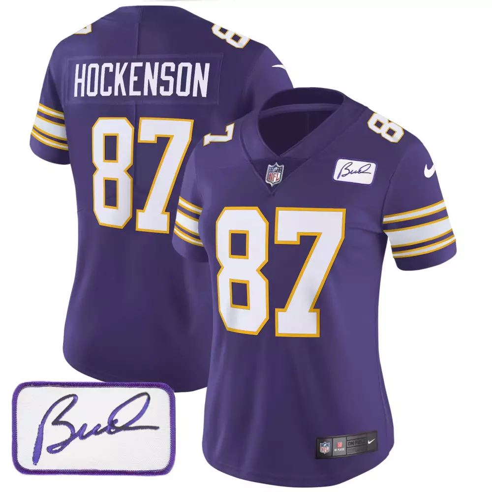 TJ Hockenson Minnesota Vikings Purple Classic Limited Jersey | Bud Grant Patch | All Stitched Fan Gear | For Women