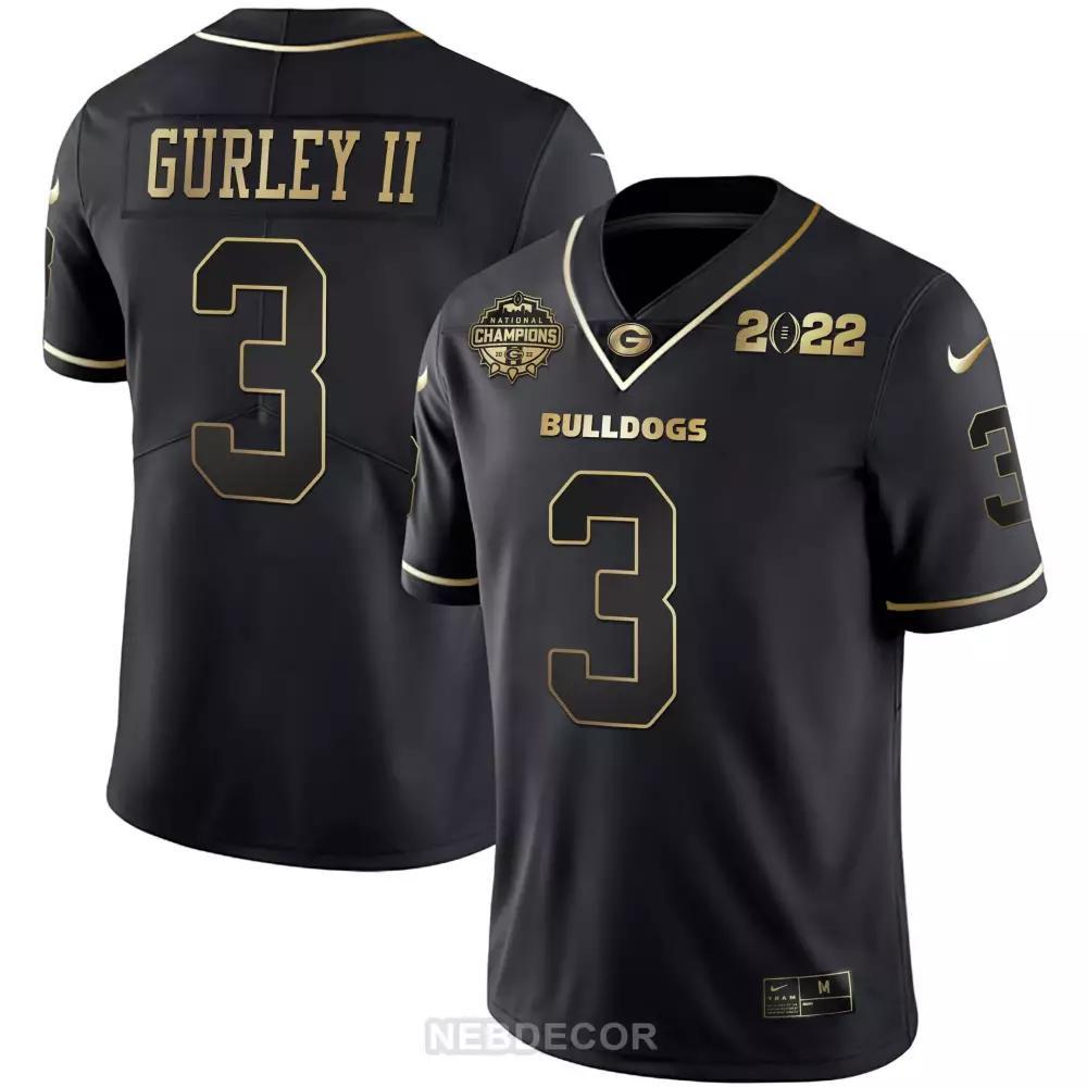 Todd Gurley II Black Gold Georgia Bulldogs CFP National Champions Jersey | All Stitched Style | For Men, Women & Youth