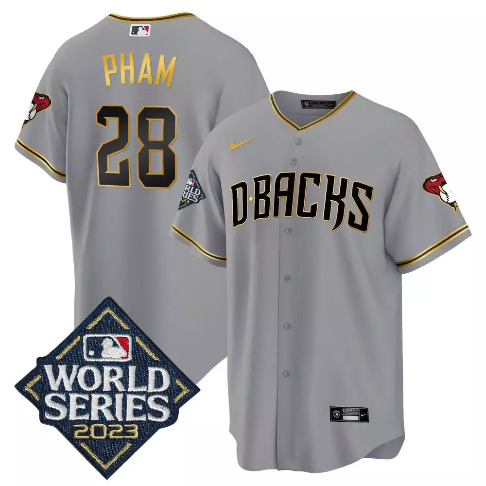 Tommy Pham Gray Gold Arizona Diamondbacks 2023 Cool Base Jersey | Stitched Fan Gear | For Men, Women & Youth