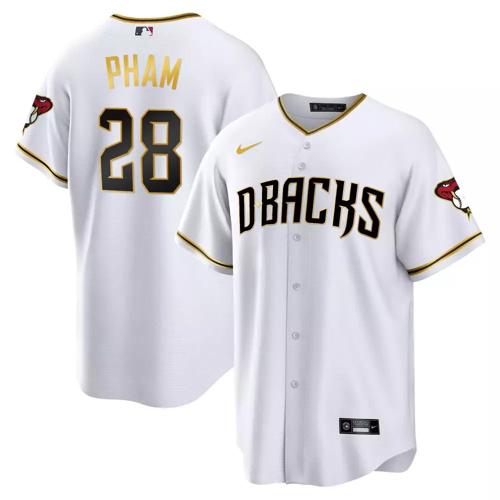 Tommy Pham Arizona Diamondbacks White Gold Jersey | Stitched Cool Base | Limited Edition Fan Gear | For Men, Women & Youth