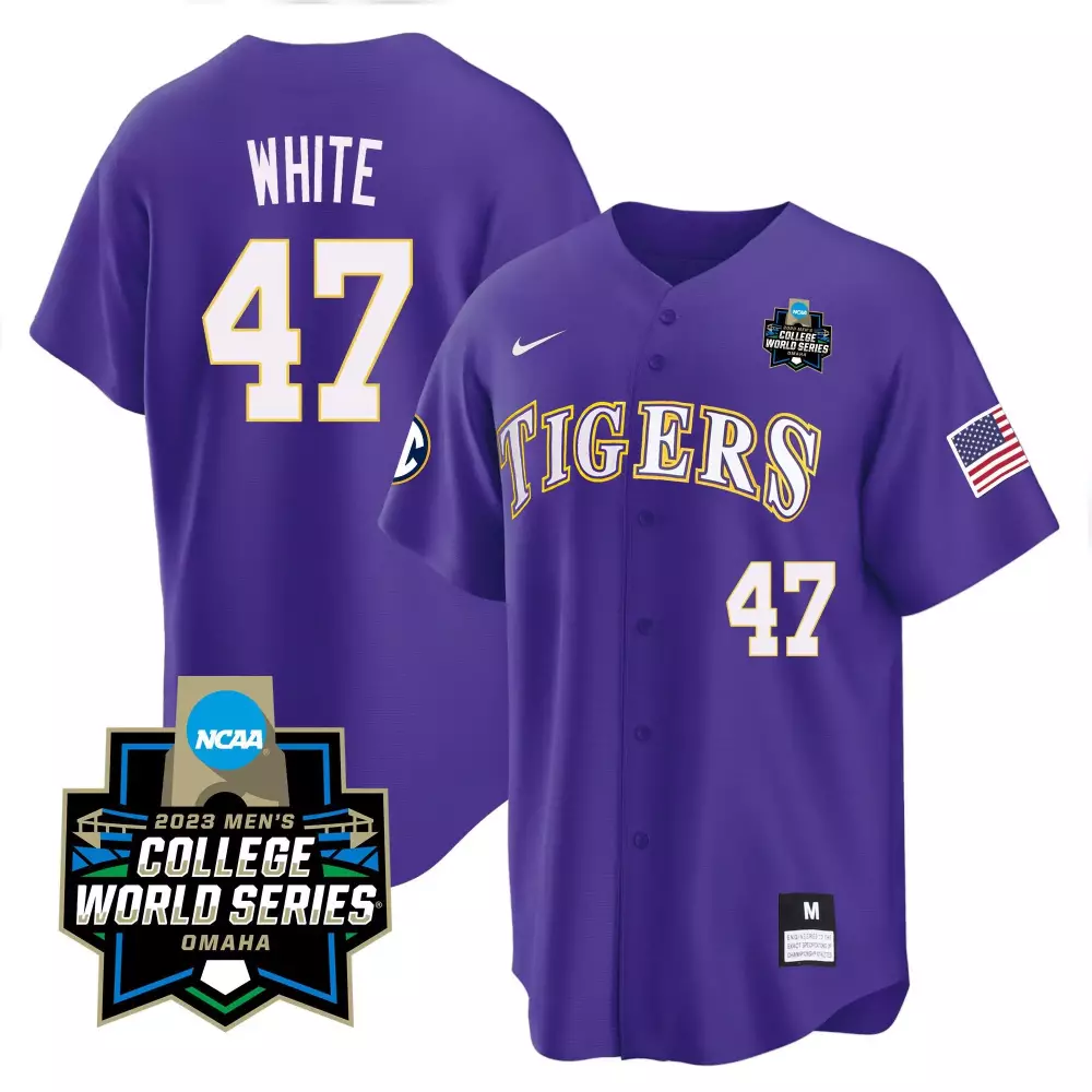 Tommy White LSU Tigers College Baseball World Series Jersey V2 | Men's All Stitched | Limited Edition Fan Gear | For Men, Women & Youth