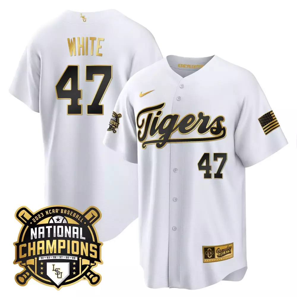 Morgan LSU Tigers 2023 National Champions Gold Jersey V2 | Stitched Men's Fan Gear | For Men, Women & Youth