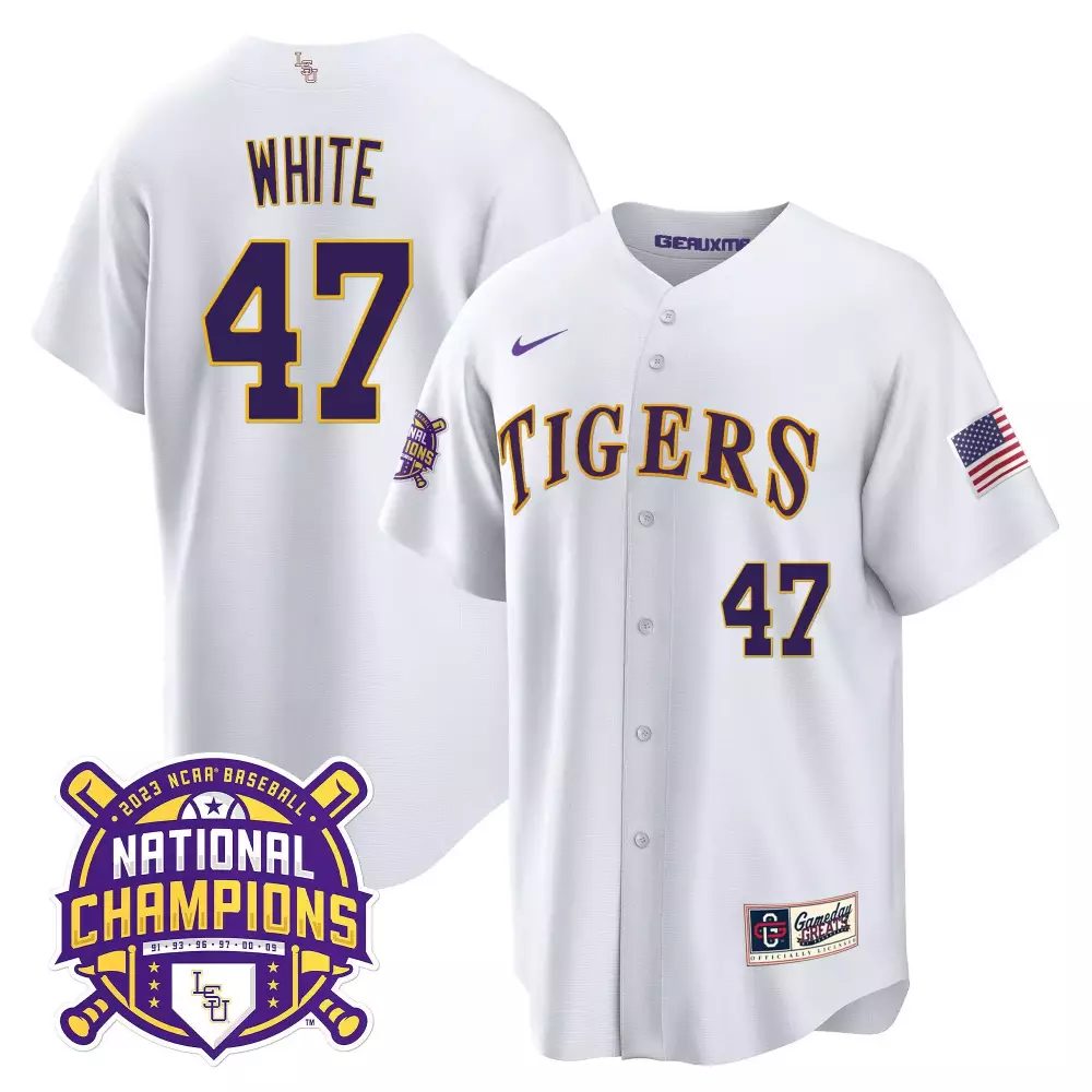 Tommy White LSU Tigers 2023 National Champions Gold Cool Jersey | All Stitched | Limited Edition Fan Gear | For Men, Women & Youth