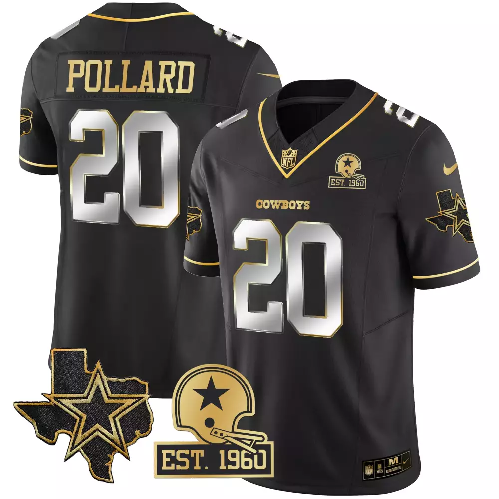 Tony Pollard Dallas Cowboys Texas Patch Black Limited Jersey | Stitched Vapor Edition for Men, Women & Youth | Unique Style